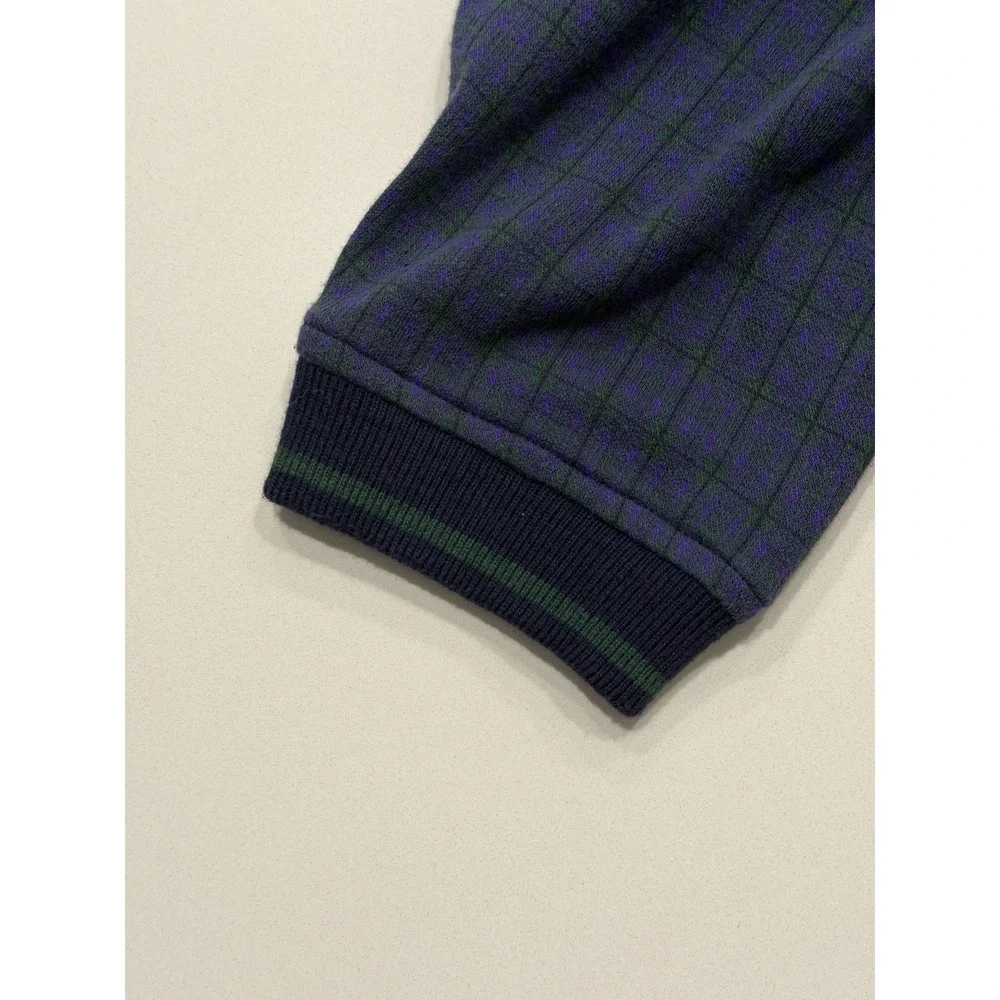 Wimbledon Vintage All England Tennis V-Neck Sweater Navy Plaid XL Mens